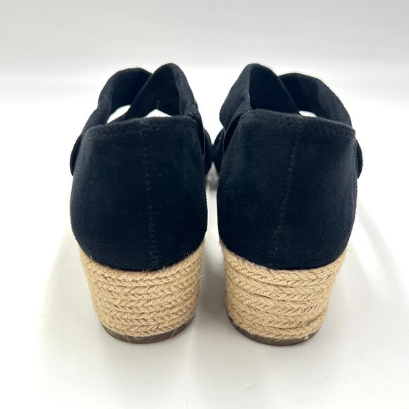 Lifestride Size 5 Siesta Black‎ Microsuede Espadrilles Wedges Sandals Shoes - Picture 7 of 13